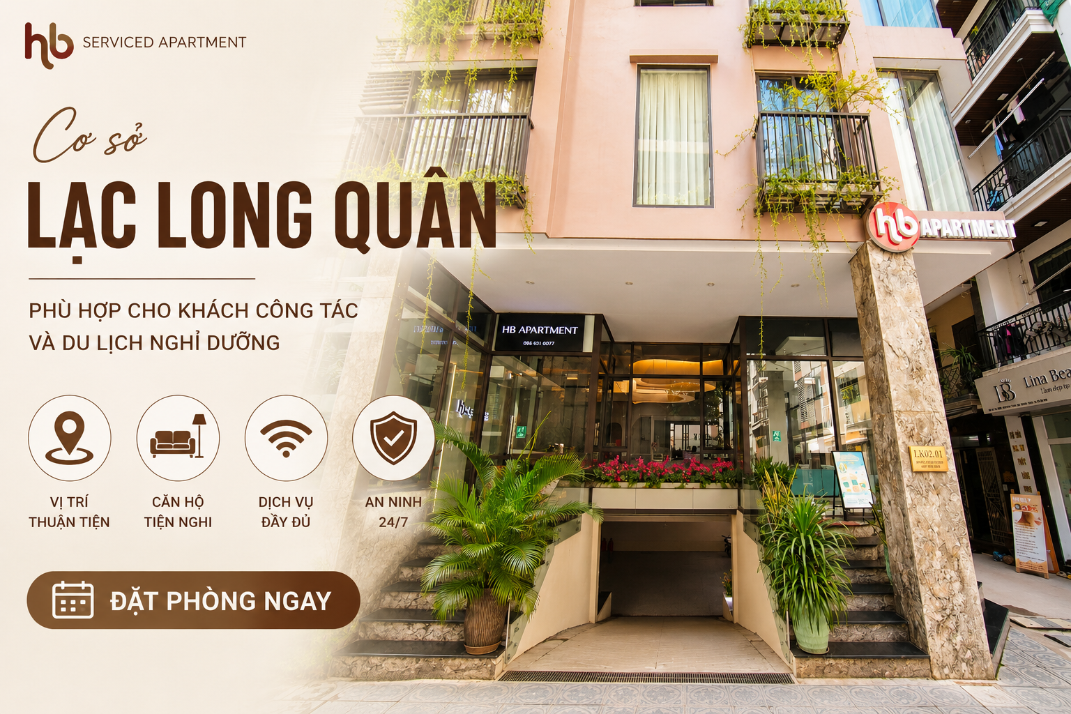 HB Serviced Apartment cơ sở Lạc Long Quân - Căn hộ dịch vụ gần hồ Tây dành cho khách công tác và du lịch nghỉ dưỡng tại Hà Nội