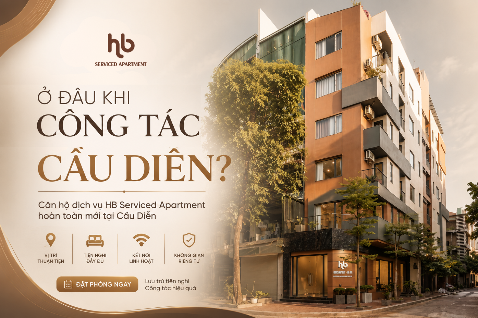 Ở đâu khi công tác tại khu vực Cầu Diễn? Căn hộ dịch vụ HB Serviced Apartment hoàn toàn mới tại Cầu Diễn
